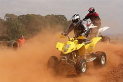 Dusty quad bikes race